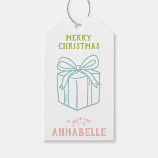 Personalized Name Merry Christmas Present Cadeaulabel (Voorkant)