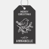 Personalized Name Merry Christmas Robin Cadeaulabel (Voorkant)