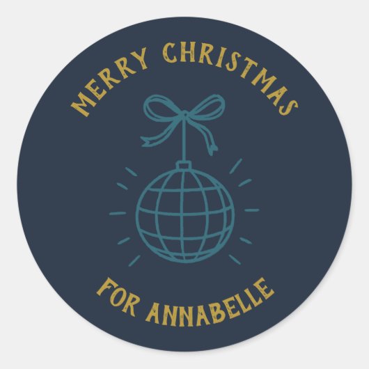 Personalized Name Merry Christmas Ronde Sticker (Voorkant)