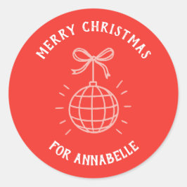 Personalized Name Merry Christmas Ronde Sticker