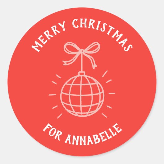Personalized Name Merry Christmas Ronde Sticker (Voorkant)