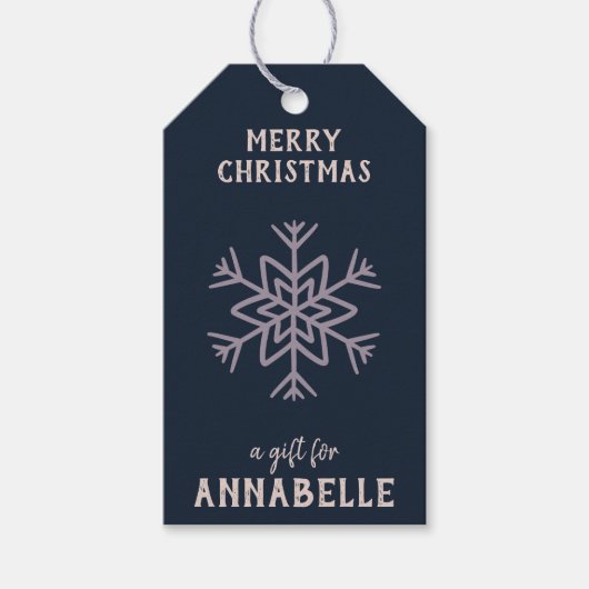 Personalized Name Merry Christmas Snowflake Cadeaulabel (Voorkant)