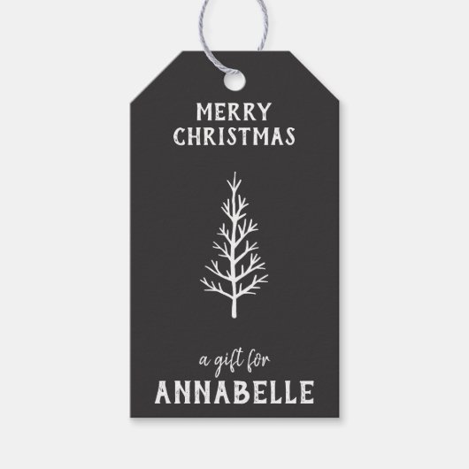 Personalized Name Merry Christmas Tree Cadeaulabel (Voorkant)