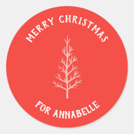 Personalized Name Merry Christmas Tree Ronde Sticker