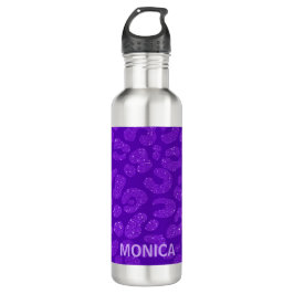 Personalized Name Modern Stylish Purple Glitter  Waterfles