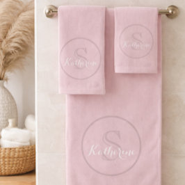 Personalized Name Monogram Dusty Rose Bad Handdoek
