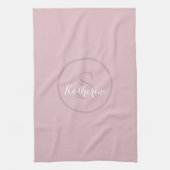 Personalized Name Monogram Dusty Rose Theedoek (Verticaal)