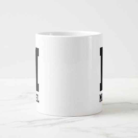 Personalized name monogram extra breed grote beker (Voorkant)