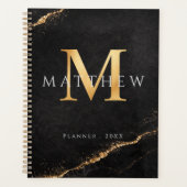 Personalized Name Monogram Golden Black Planner (Voorkant)
