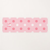 Personalized name monogram white pink floral  yogamat (Voorkant (horizontaal))