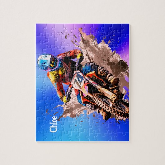 Personalized name Motocross Puzzle (Vertical)