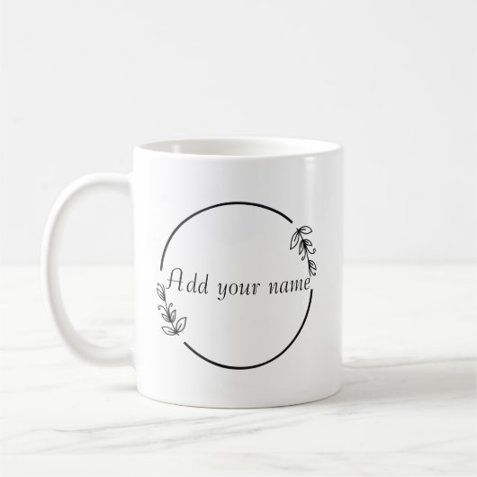 Personalized Name Mug – Minimal Floral Design Koffiemok (Links)