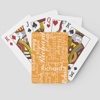 Personalized name orange color pokerkaarten