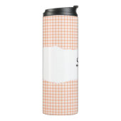Personalized Name Orange Gingham Pattern Thermosbeker (Gedraaid links)