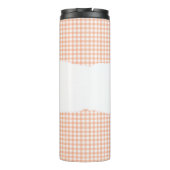 Personalized Name Orange Gingham Pattern Thermosbeker (Achterkant)