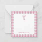 Personalized Name Pink Bow Notitiekaartje (Voorkant)