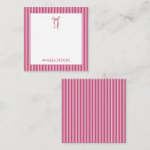 Personalized Name Pink Bow Notitiekaartje (Voorkant / Achterkant)