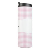 Personalized Name Pink Gingham Pattern Thermosbeker (Geroteerd rechts)