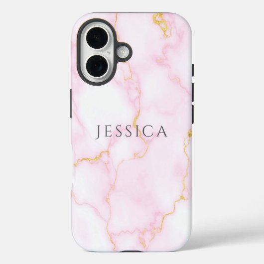 Personalized Name Pink Marble Phone  Case-Mate iPhone Case (Achterkant)