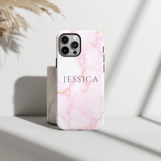 Personalized Name Pink Marble Phone  Case-Mate iPhone Case