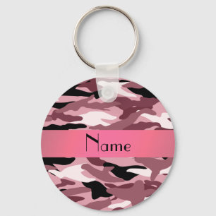 Personalized name pretty pink camouflage sleutelhanger