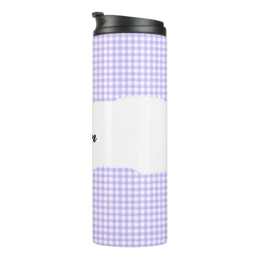 Personalized Name Purple Gingham Pattern Thermosbeker (Geroteerd rechts)