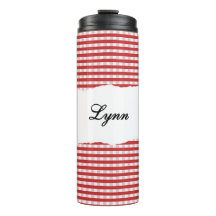 Personalized Name Red Gingham Pattern