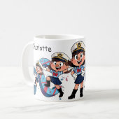 Personalized  Name Sailor Cartoon Character * C * Koffiemok (Voorkant links)