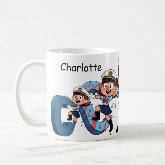 Personalized  Name Sailor Cartoon Character * C * Koffiemok (Links)