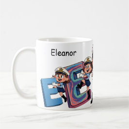 Personalized  Name Sailor Cartoon Character * E * Koffiemok