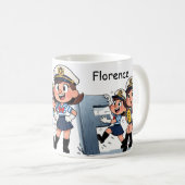 Personalized  Name Sailor Cartoon Character * F * Koffiemok (Voorkant rechts)