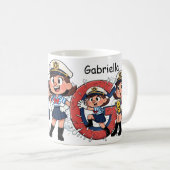 Personalized  Name Sailor Cartoon Character * G * Koffiemok (Voorkant rechts)