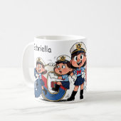 Personalized  Name Sailor Cartoon Character * G * Koffiemok (Voorkant links)