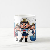 Personalized Name Sailor Cartoon Character * J * Koffiemok (Center)