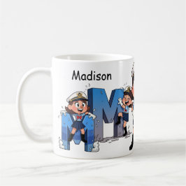 Personalized  Name Sailor Cartoon Character * M * Koffiemok