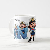 Personalized Name Sailor Cartoon Character * N * Koffiemok (Voorkant links)