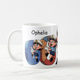 Personalized  Name Sailor Cartoon Character * O * Koffiemok