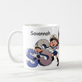 Personalized  Name Sailor Cartoon Character * S * Koffiemok