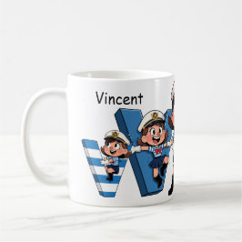 Personalized Name Sailor Cartoon Character * V *  Koffiemok