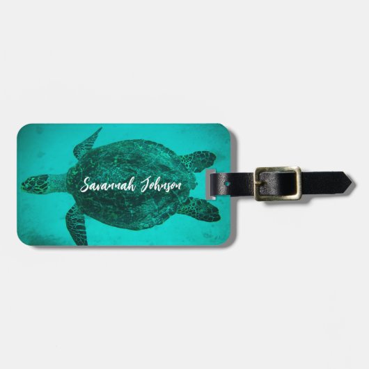 Personalized Name Sea Turtle Beach Life Ocean Bagagelabel (Voorkant horizontaal)