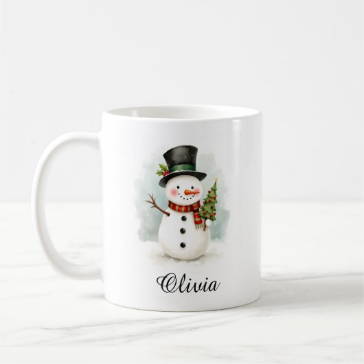 Personalized Name Snowman Coffee Mug (Gauche)