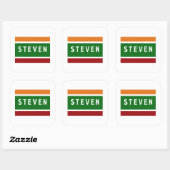 Personalized Name Stickers Retro Stripe Badge (Feuille)