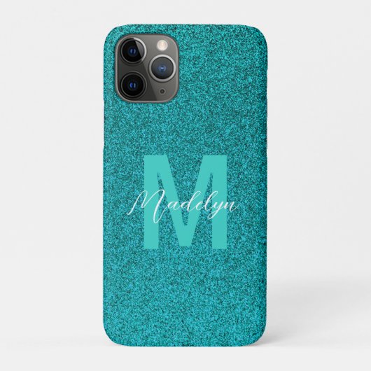 Personalized Name Stylish Glitter green Case-Mate iPhone Case (Achterkant)