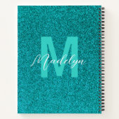 Personalized Name Stylish Glitter green Notitieboek (Achterkant)