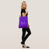 Personalized Name Stylish Purple Glitter Leopard Draagtas (Op model)