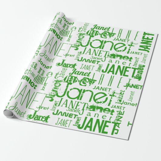 Personalized Name Typography Green Cadeaupapier (Uitgerold)
