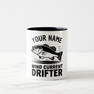 Personalized Name Wind Current Drifter Bass Fish Tweekleurige Koffiemok