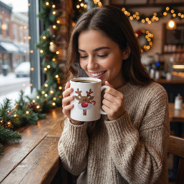 Personalized name Xmas reindeer cute cartoon Porselein Kop