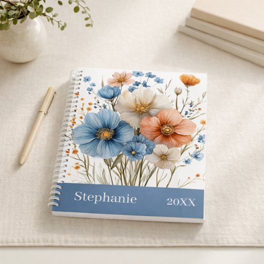 Personalized Name & Year Blue Wildflower