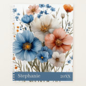 Personalized Name & Year Blue Wildflower Planner (Voorkant)
